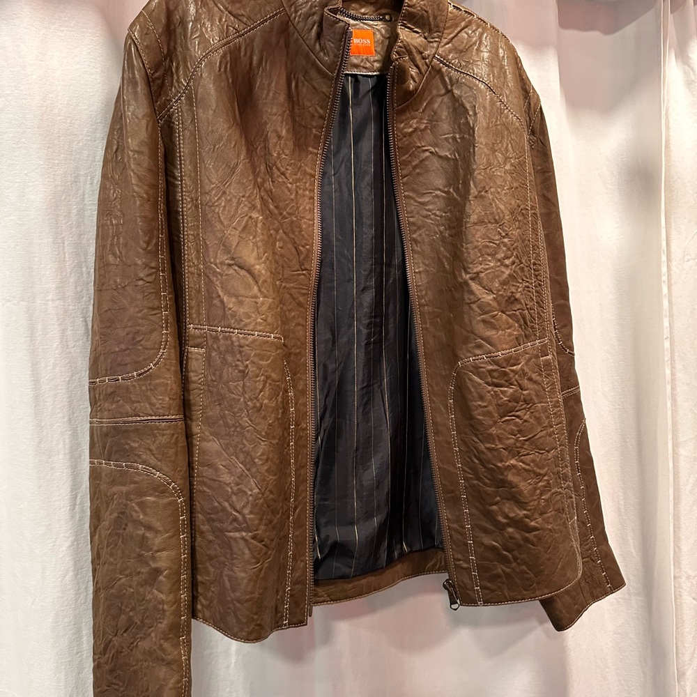 Hugo Boss Tan Leather Jacket